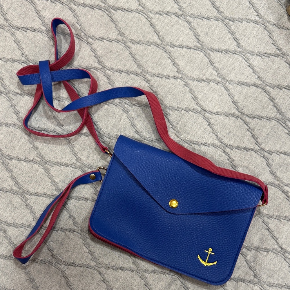 Nautical Blue and Pink Anchor Crossbody Bag